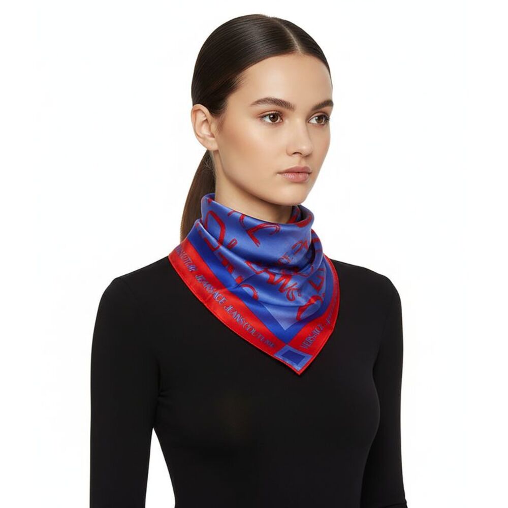 Versace Jeans Couture Periwinkle/Chilli Signature Graffiti Print Square Scarf